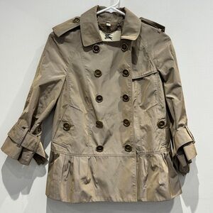 Burberry Double-Breasted 3/4 Sleeve Trench Coat